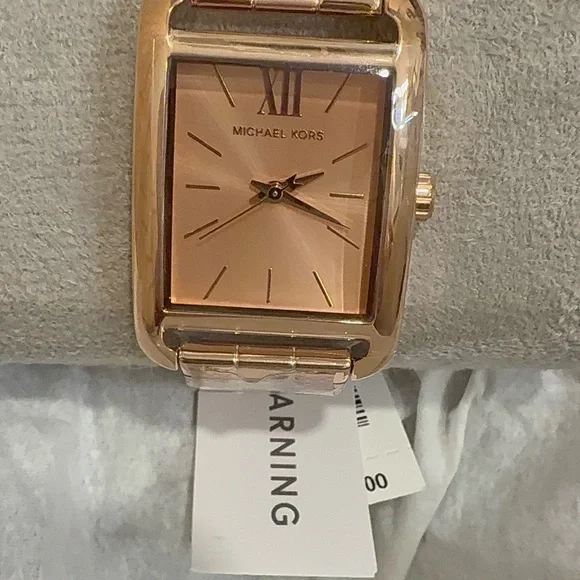 Michael Kors Rose Gold Plated Rectangular Watch - Picture 3 of 7